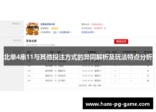 北单4串11与其他投注方式的异同解析及玩法特点分析